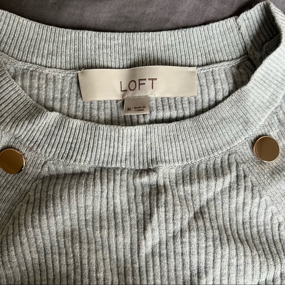 Ann Taylor Loft Gray Sweater with Gold Buttons